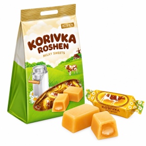 Caramele Roshen Korivka Sweet, cu umplutură de lapte și caramel, 205 g