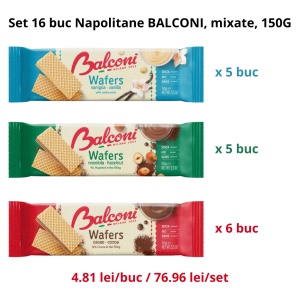 Cutie 16 Buc Napolitane Balconi Mix 150 g – Cacao, Alune și Vanilie - Img 2