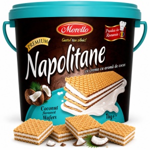 Napolitane MORELLO, Găleată 1 kg - Cremă de cocos