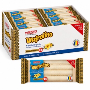 Napolitane Spirale, WAFROLINO, cu crema de vanilie, 18 X 56 g - Img 4