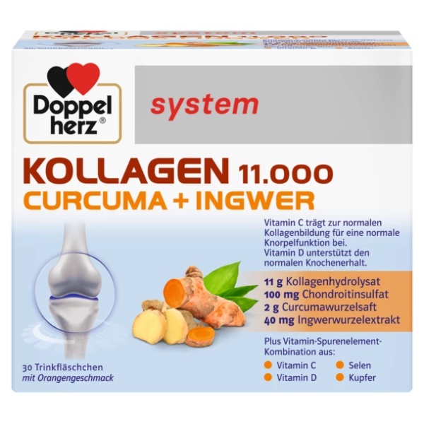 Kollagen 11.000 Curcuma + Ghimbir, 30 flacoane, Doppelherz