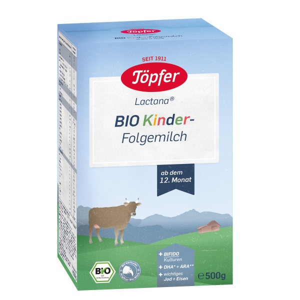 Lapte praf Bio Kinder Lactana, +12 luni, 500 g, Topfer