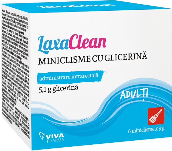 Miniclisme cu glicerina pentru adulti LaxaClean, 6 microclisme, Viva Pharma