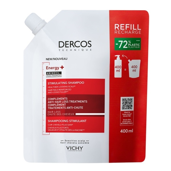 Rezerva eco sampon cu actiune energizanta Dercos Energy+, 400 ml, Vichy