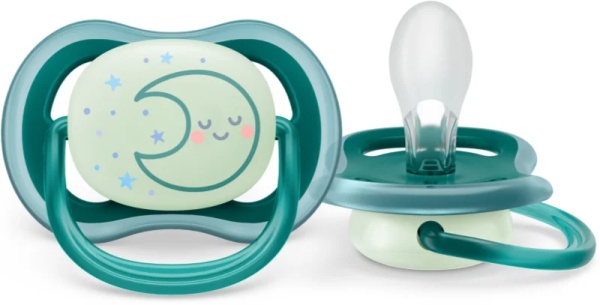 Suzete ultra air cu buton fosforescent Philips Avent, 6-18 luni, 2 bucati, SCF376/13, Philips