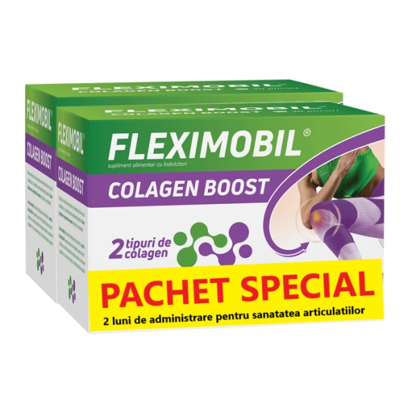 Pachet Fleximobil Colagen Boost, 2 x 30 plicuri, Fiterman