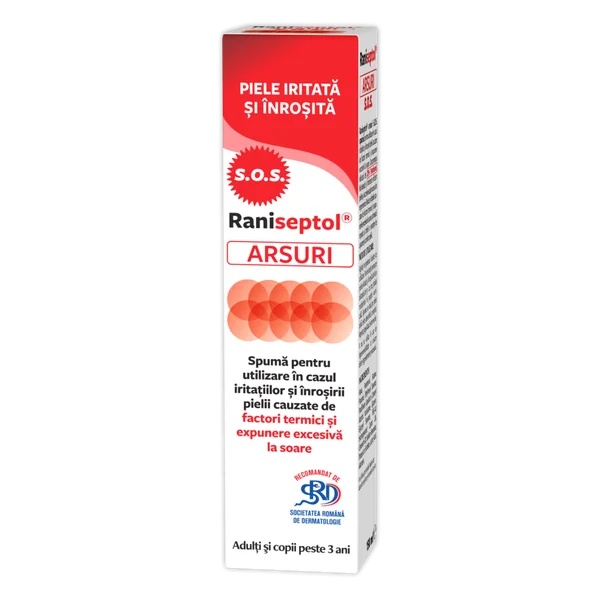 Raniseptol Arsuri spumă cu 20% panthenol, 150 ml, Zdrovit
