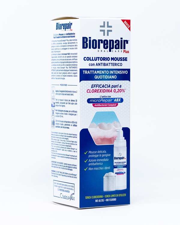 Spuma cu complex antibacterian pentru igiena orala Biorepair Plus, 200 ml, Coswell
