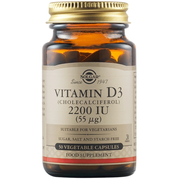 Vitamin D3 2200 UI Colecalciferol 55 mcg, 50 capsule, Solgar