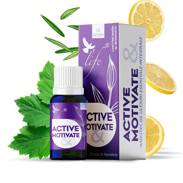 Active & Motivate Combinatie de Uleiuri Esentiale pentru Uz Intern, 10 ml, Bionovativ Life
