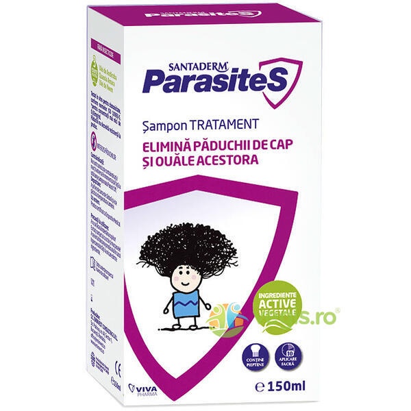 Sampon tratament impotriva paduchilor Parasites Santaderm, 150 ml, Viva Pharma