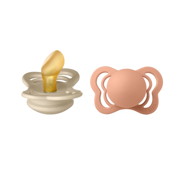 Set 2 suzete COUTURE Latex, tetina anatomica, 0+ Vanilla/Peach, 1800303, Bibs