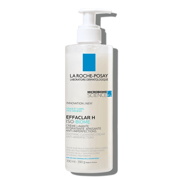 Crema hidratanta de spalare pentru pielea grasa fragilizata Effaclar H Iso-Biome, 390ml, La Roche-Posay
