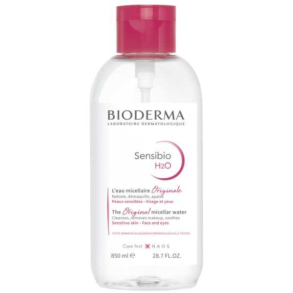 Solutie micelara cu pompa Sensibio H2O, 850 ml, Bioderma