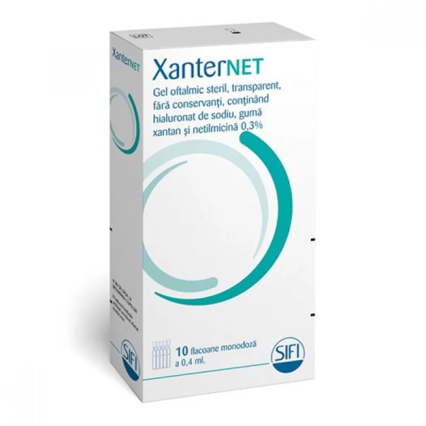 Gel oftalmic XanterNet, 0.4 ml, 10 flacoane monodoza, Sifi