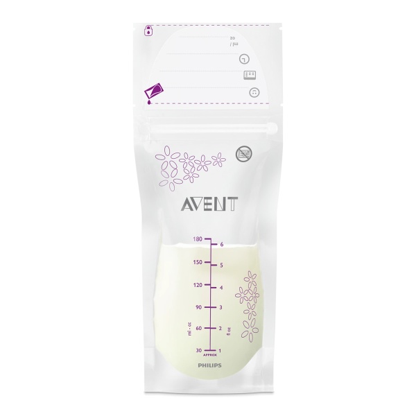 Pungi de stocare a laptelui matern Philips Avent, 25 bucati, 180 ml, SCF603/25, Philips