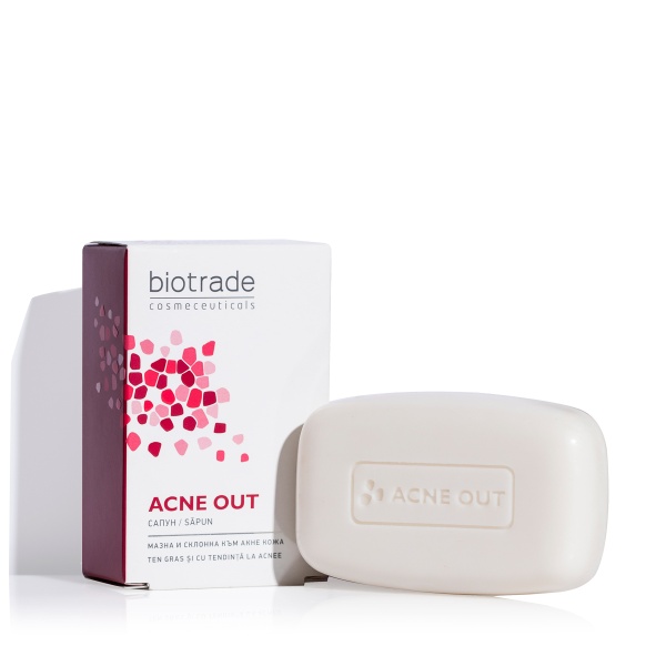 Sapun pentru tenul gras si predispus la acnee Acne Out, 100 g, Biotrade