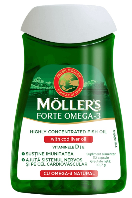 Omega 3 Forte, 112 capsule, Moller's [5702071504498] Proprietati ...