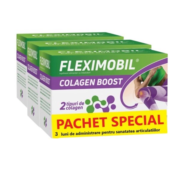 Pachet Fleximobil Colagen Boost, 3 x 30 plicuri, Fiterman