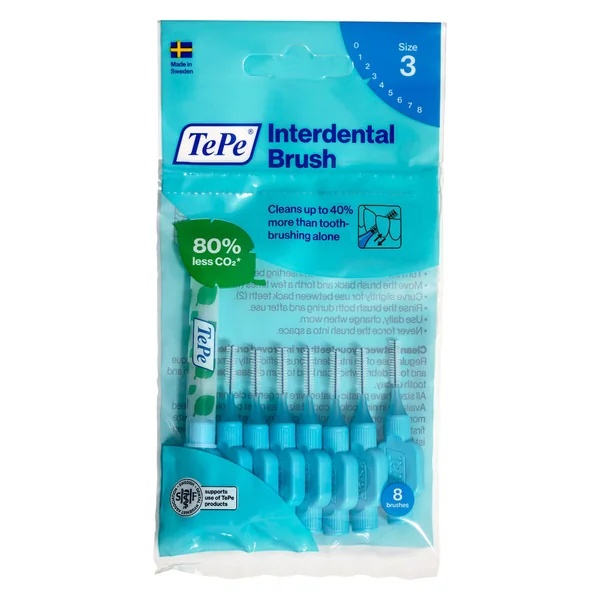 Tepe Periute Interdentare 0,6mm/Nr3, 8buc, Albastru