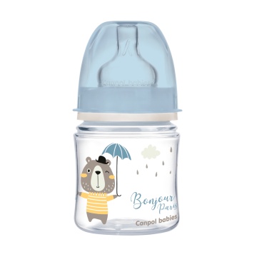 Biberon anticolic PP Bonjour gat larg blue, 120ml, 35/231, Canpol - Img 1