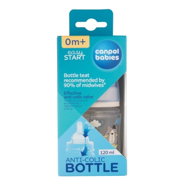 Biberon anticolic PP Bonjour gat larg blue, 120ml, 35/231, Canpol - Img 4