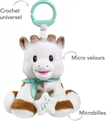 Jucarie muzicala girafa Sophie pufoasa 20cm, 010338, Vulli - Img 2