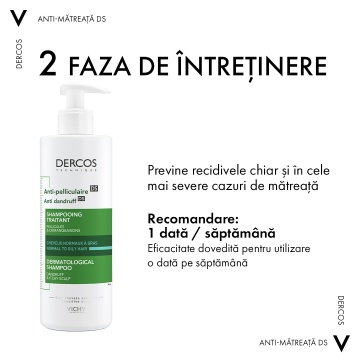 Sampon anti-matreata pentru par normal-gras Dercos, 390 ml, Vichy - Img 6