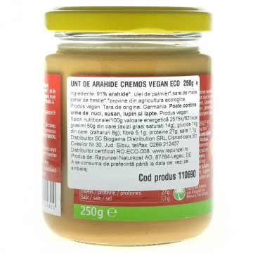 Unt de arahide cremos bio Rapunzel, 250g - Img 2