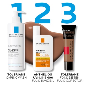 Fond de ten fluid corector cu SPF 25 pentru piele sensibila Nuanta 16 Toleriane, 30 ml, La Roche-Posay - Img 7
