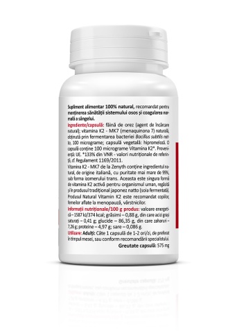 Natural Vitamina K2, 60 capsule, Zenyth - Img 2