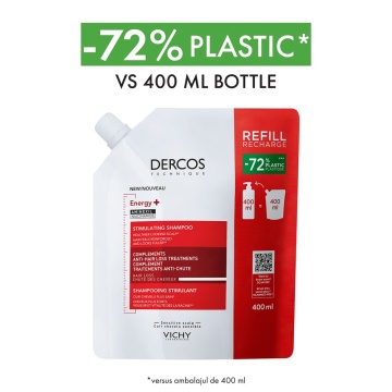 Rezerva eco sampon cu actiune energizanta Dercos Energy+, 400 ml, Vichy - Img 2