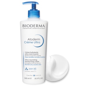 Crema hidratanta pentru fata si corp Atoderm Ultra, fără parfum, 500 ml, Bioderma - Img 1