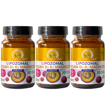 Pachet Lipozomal Vitamina D3 + K2 Magneziu (3 buc), 30 capsule vegetale, Hypernatura