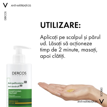 Sampon anti-matreata pentru par uscat Dercos, 390 ml, Vichy - Img 5