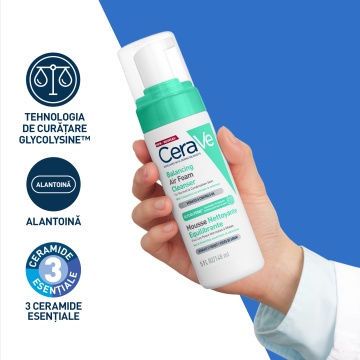 Spuma de curatare reechilibranta pentru ten normal si mixt Air Foam Cleanser, 148 ml, Cerave - Img 3