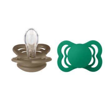Suzeta 0-6 luni Supreme silicon dark oak-evergreen 160399, 2buc, Bibs - Img 1