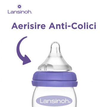 Biberon din sticla cu tetina din silicon, +3luni, 240 ml, Lansinoh - Img 3