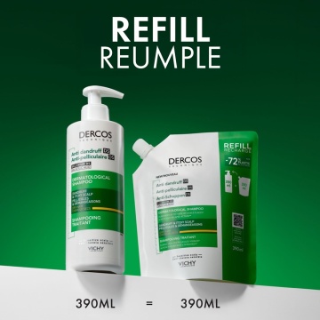 Rezerva eco sampon anti-matreata pentru par uscat Dercos, 390 ml, Vichy - Img 5