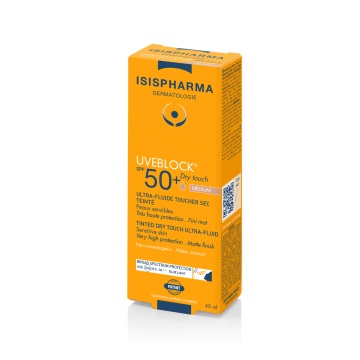 Ultra-fluid protector nuantator medium pentru ten gras Dry Touch, SPF 50+ UVEBLOCK, 40 ml, Isispharma - Img 1