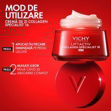 Crema antirid de zi pentru toate tipurile de ten Liftactiv Collagen Specialist 16, 50ml, Vichy - Img 5