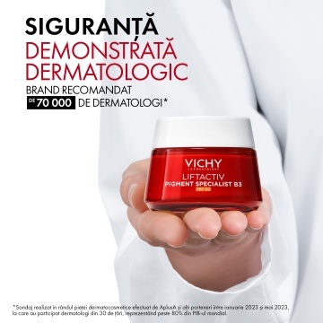 Crema de zi antirid cu niacinamida si SPF 50 Liftactiv B3, 50 ml, Vichy - Img 3