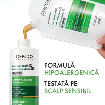 Rezerva eco sampon anti-matreata pentru par uscat Dercos, 390 ml, Vichy - Img 6