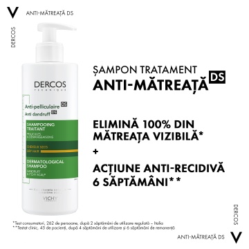 Sampon anti-matreata pentru par uscat Dercos, 390 ml, Vichy - Img 2