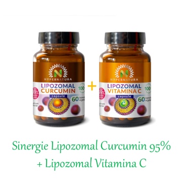 Sinergie Lipozomal Curcumin 95% + Lipozomal Vitamina C (Pachet economic pentru afecțiuni reumatismale și degenerative), Hypernatura