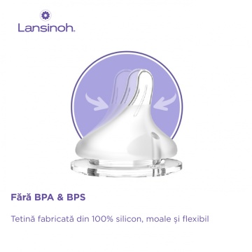 Biberon din sticla cu tetina din silicon, +3luni, 240 ml, Lansinoh - Img 5