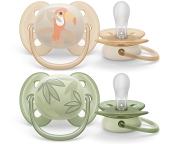 Suzete Silicon Ultra Soft Philips Avent, 0-6 luni, 2 bucati, Verde si Galben cu Desen, SCF091/07, AVENT, Philips - Img 1