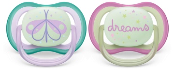 Suzete ultra air cu buton fosforescent Philips Avent, 0-6 luni, 2 bucati, SCF376/19, Philips - Img 2