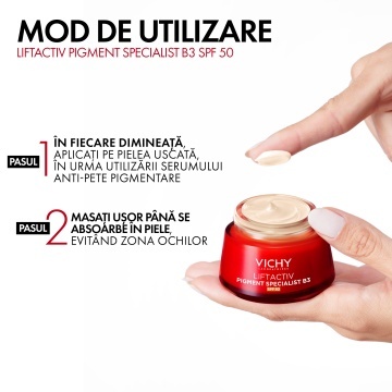 Crema de zi antirid cu niacinamida si SPF 50 Liftactiv B3, 50 ml, Vichy - Img 5