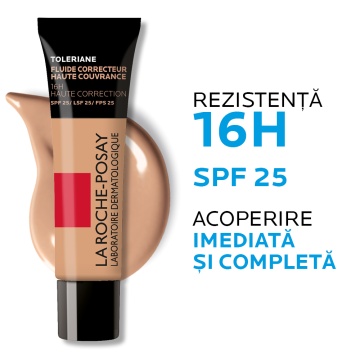 Fond de ten fluid corector cu SPF 25 pentru piele sensibila Nuanta 16 Toleriane, 30 ml, La Roche-Posay - Img 2
